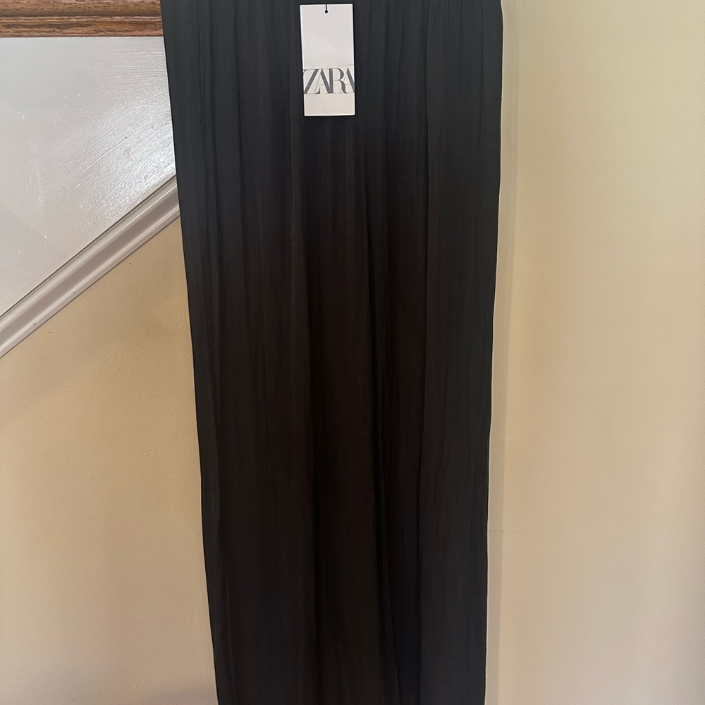 Zara Black Pleated Maxi Pencil Trousers